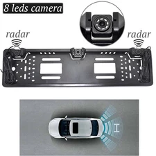 EU Europrean Car RV License Plate Frame Backup Reverse Camera Parking Sensors