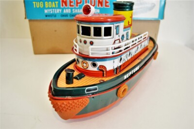 箱付き　TOMY NEPTUNE ホバークラフト　レトロおもちゃ Vintage TUG BOAT NEPTUNE Battery Operated Tin Toy Modern Toys
