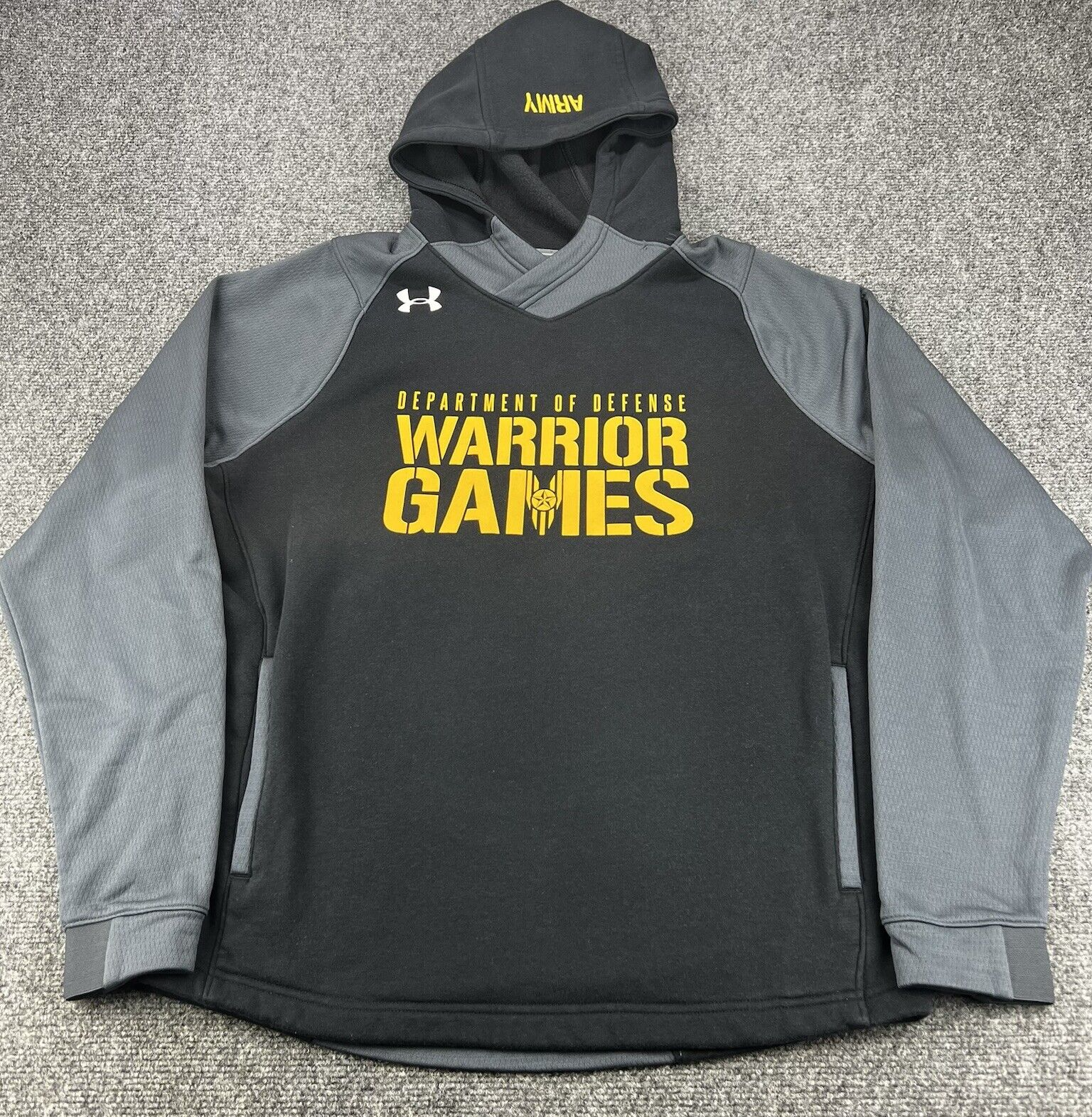 Under Armour Hoodie Men XL Gray Sweatshirt Warrior Games Department Of Defense