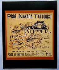 antique prof nakada electric tattooing pike CA business card tattoo 8x10 print