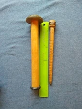 Set Of 2 Wood Bobbins Spools Industrial Style 10" Wooden