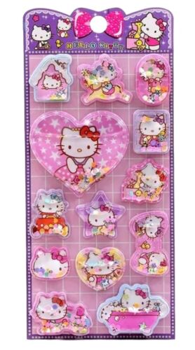 Hello Kitty 3D Water Shake Cute Kawaii Puffy Confetti Stickers - Foto 1 di 1