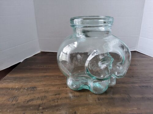 Italian Glass Elephant Pasta Jar With Cork 7" Green Glass - Picture 4 of 5