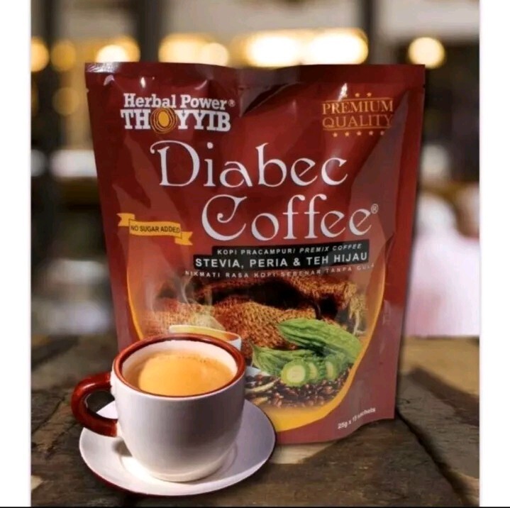 Diabec Coffee -Kopi Peria No Sugar  Added Plus Stevia (25g x 15 sachet)