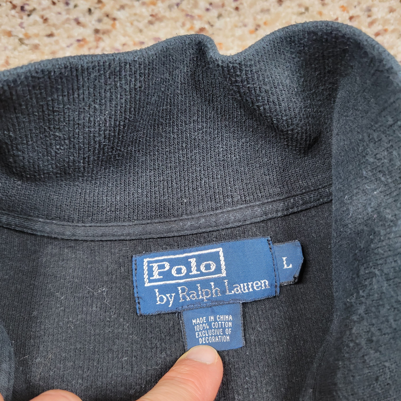 Maglione Polo Ralph Lauren da uomo grande nero quarto cerniera pony A12*