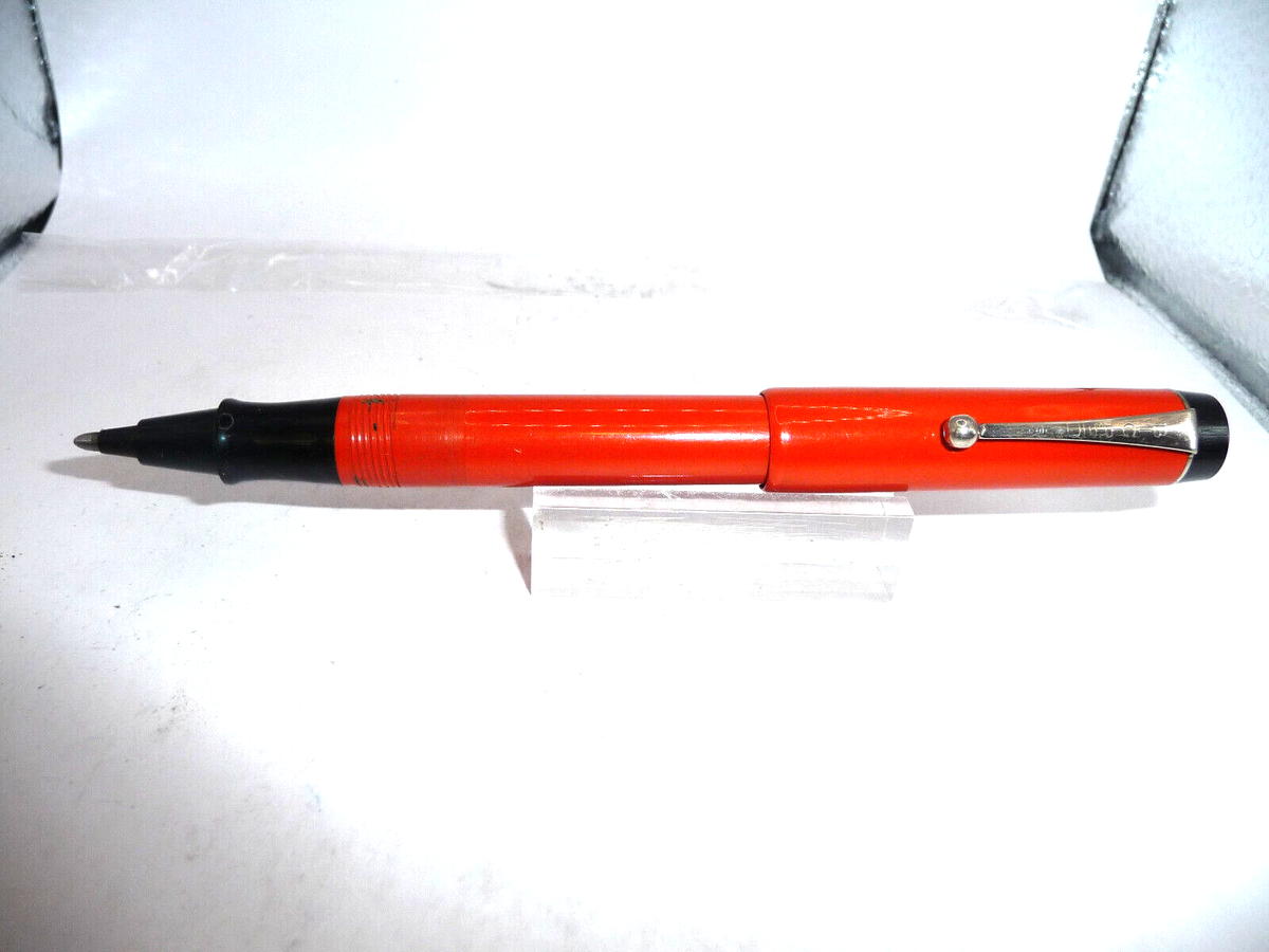 Parker Vintage Big Red Ball Pen Orange (Big Red Clip)--used
