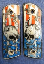 1911 FULL SIZE SKULL REAPER MOTHER OF PEARL INLAY GRIPS FAST USA SHIPPER