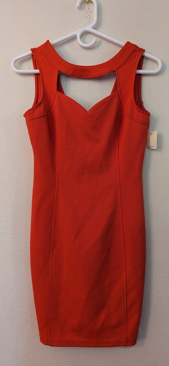 Katia Size Small Women's Bright Orange Bodycon 100% Polyester Dress Mini  4122