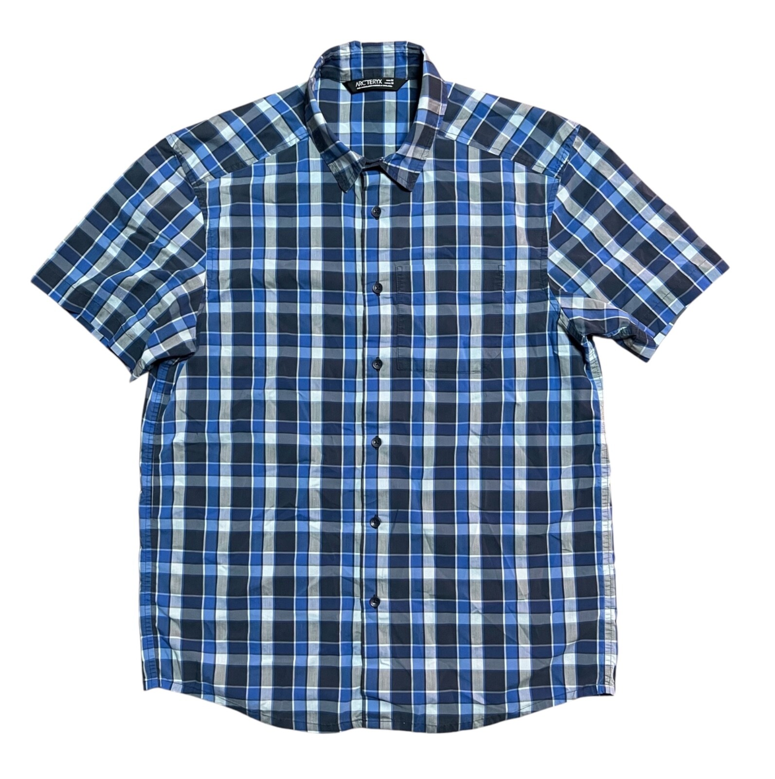 ARC'TERYX Arcteryx Brohm Camicia Uomo Media M Blu Plaid Casual Escursionismo Misto Leggero