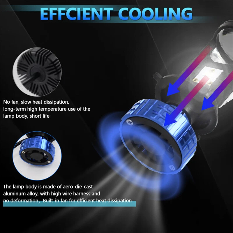 2PCS H4 LED Projector Lens Headlight Bulb Hi/Lo Beam 6000K 20000LM 30W Lamps - Image 3 of 4