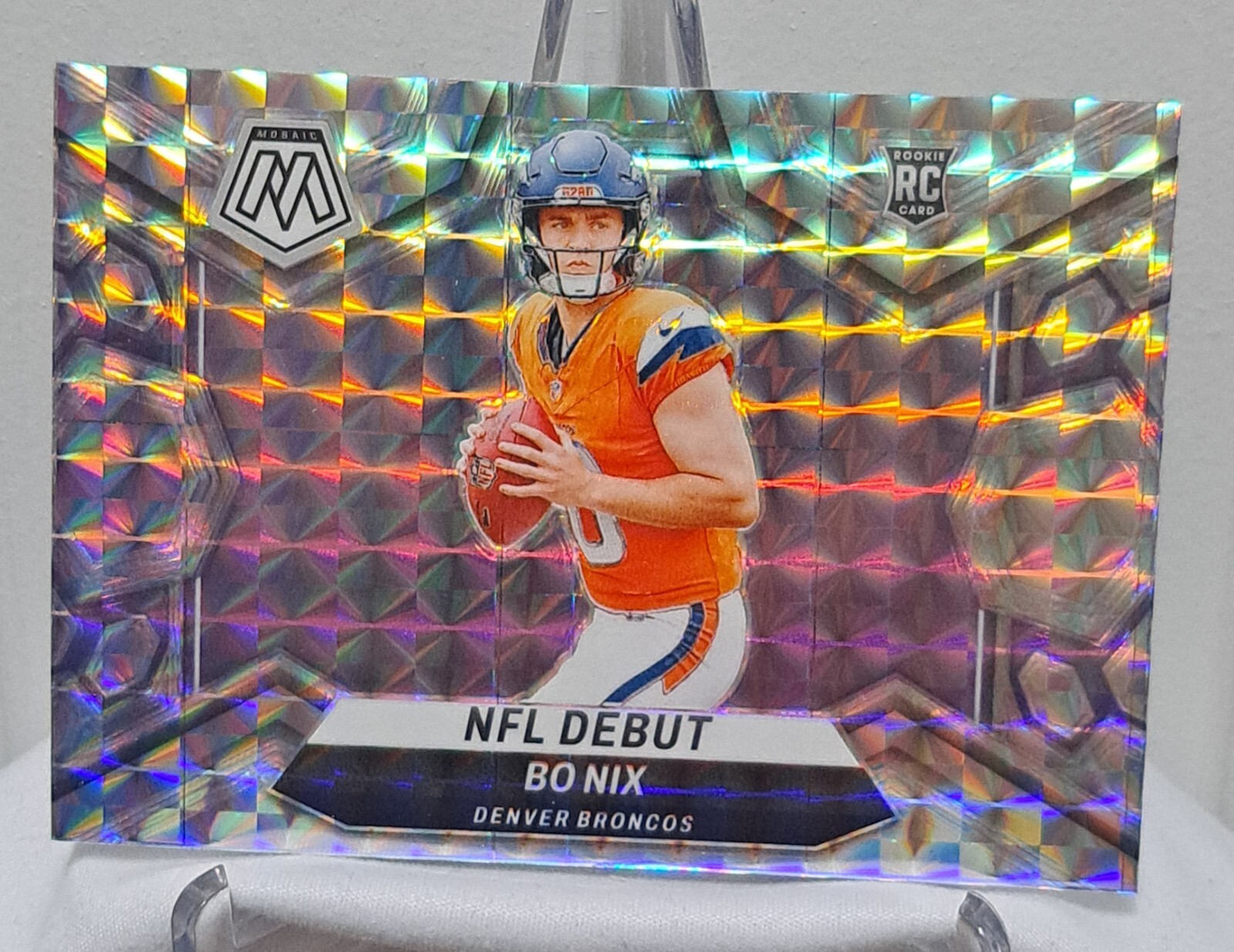 2024 Panini Mosaic Bo Nix RC NFL Debut Silver Mosaic Prizm #271 Broncos 🔥