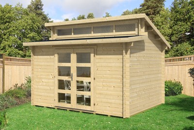 Gartenhaus Frajo 28 Holz 28 Mm 380x300 Cm Pultdach Blockhaus Schuppen Geratehaus Ebay