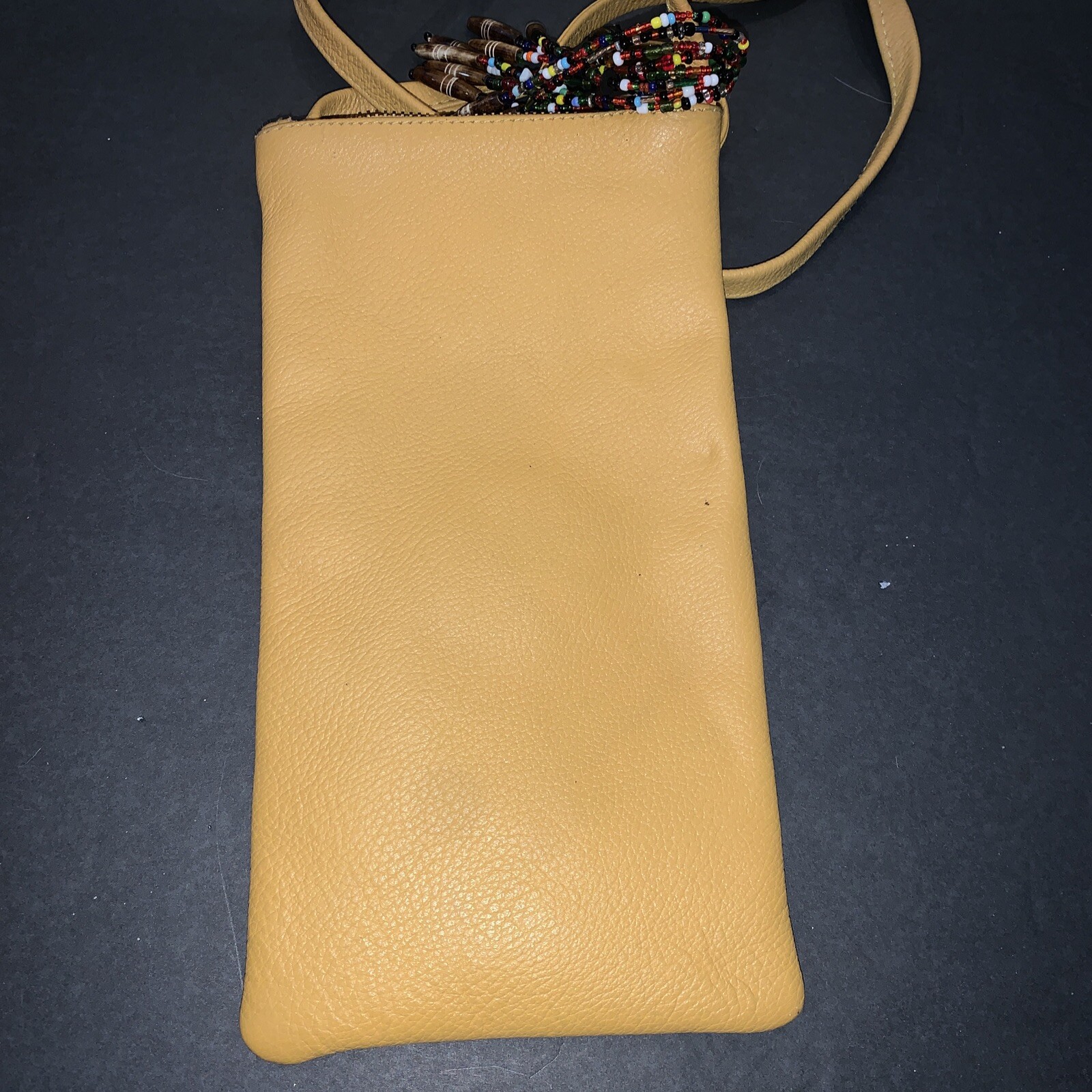 Hand-beaded Mustard Yellow Rectangular Crossbody … - image 6