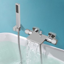 Bathroom Tub Spout Wall Mount Chrome Mixer Shower Faucet Set Hand Tap Waterfall