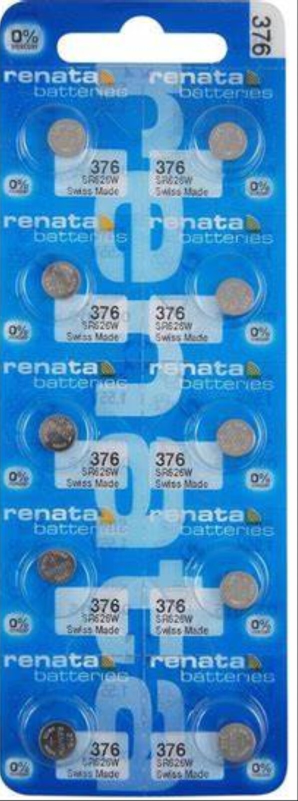 Box of 100 Renata 376 Silver Oxide Button Battery Watch Battery SR626W **