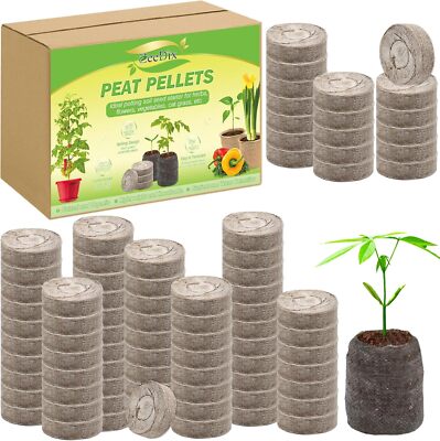 100 Pcs 30Mm Peat Pellets Seed Starter Soil Pods Plugs for Vegetable Seedling