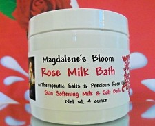 ROSE MILK BATH Therapeutic Salts Aromatherapy Skin Softener Rose Oil 4 oz