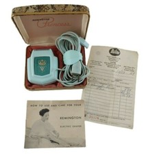 Vtg Remington Princess Blue Electric Razor W/ Case Manual Original Receipt Works