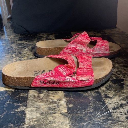 Birkenstock Betula Womens Arizona Pink White Patent Leather Sandal Sz 9