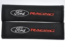 2 pcs (1 PAIR) Ford Racing Embroidery Seat Belt Cover Shoulder Pads (Black pads)
