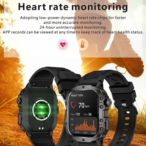 1.96" AMOLED Smartwatch Bluetooth Ekran połączeń 100+ trybów sportowych IP68 Wodoodporny - Zdjęcie 3 z 44