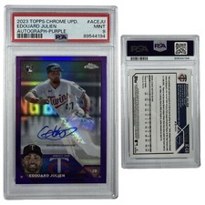 2023 Edouard Julien Topps Chrome Update Auto Purple Ref /250 #ACEJU PSA MINT 9