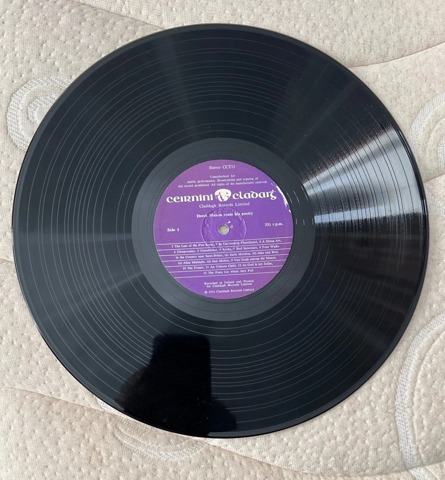 DEREK MAHON Reads His Poetry LP 1973 Claddagh Records CCT11 Belfast Poet Scarce - Image 3 of 4