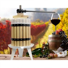 Fruit and Wine Manual Press Solid Wood Basket 4.75 Gallon 18L EJWOX Cider Press