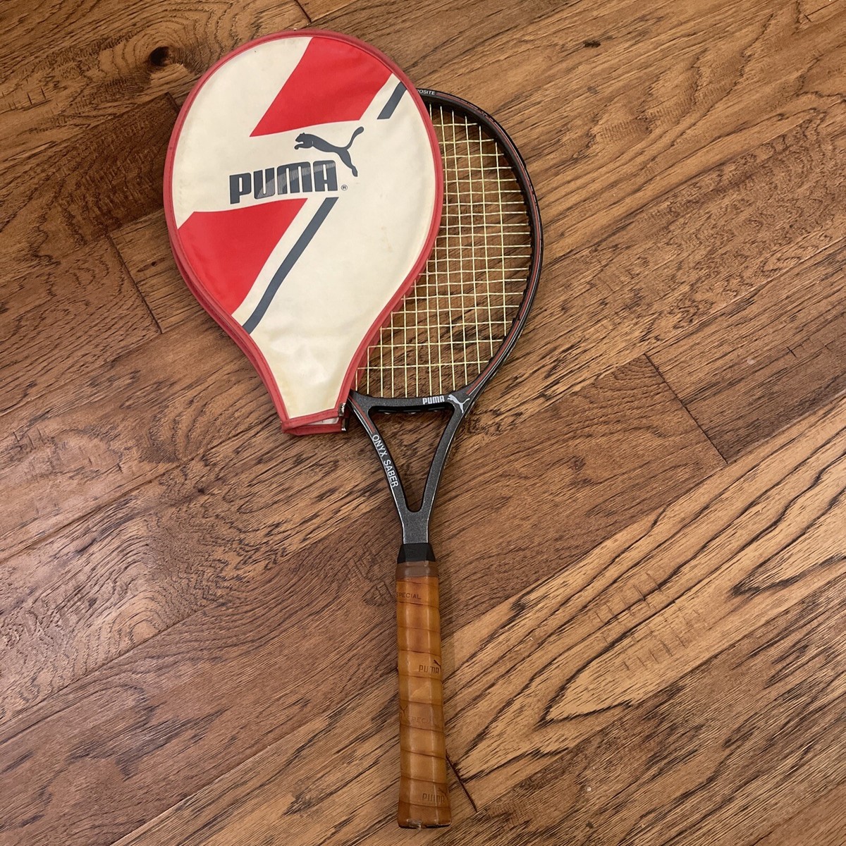 Vintage Puma Onyx Saber Graphite Fiberglass TennisRacket with  cover