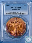 2007 1oz Silver Eagle PCGS MS68 -Stunning and Spectacular Obverse Tones!!!