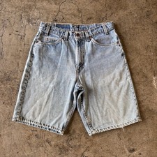 Vintage Levi s 550 Distressed Light Wash Blue Jean Shorts Size 32x11 Made In USA