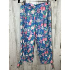 Lilly Pulitzer Women's Floral High Cropped Pants in Small Medium 60s 70 Vintage