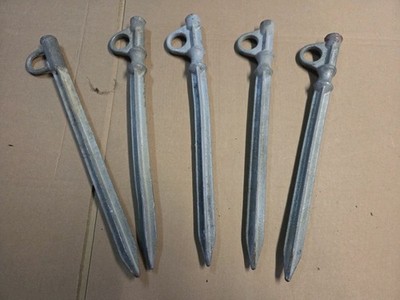 5x Erdanker mit Öse / Erdnagel / Erdspieß / Hering / Zelt / Ex Bundeswehr BW L1