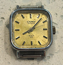 Camy Geneve Miss 23 Women’s Vintage Swiss Manual Watch Square 23mm Gold Dia Runs