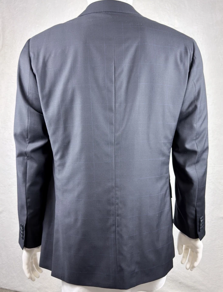 Isaia Dark Navy Indigo Windowpane Suit Jacket 130’s Wool 52IT 42US R EUC - Image 3 of 4
