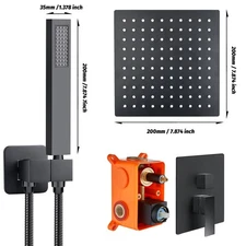 Shower Faucet Set 8" Rainfall Shower Head Combo System with Mixer Valve Kit