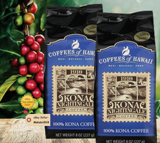   Two 2 100 Kona Coffee Whole Bean - Coffees of Hawaii Kona Nightingale 8 oz