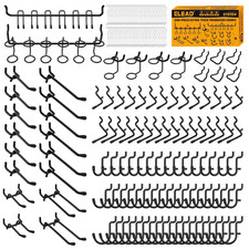 200-Piece Extra Thick Pegboard Hooks Set, 1/4" Heavy Duty Black Peg Board