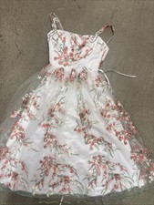 a-line/tea Length Sheer Floral Overlay White Dress By Warm Notice estimated￼S/M