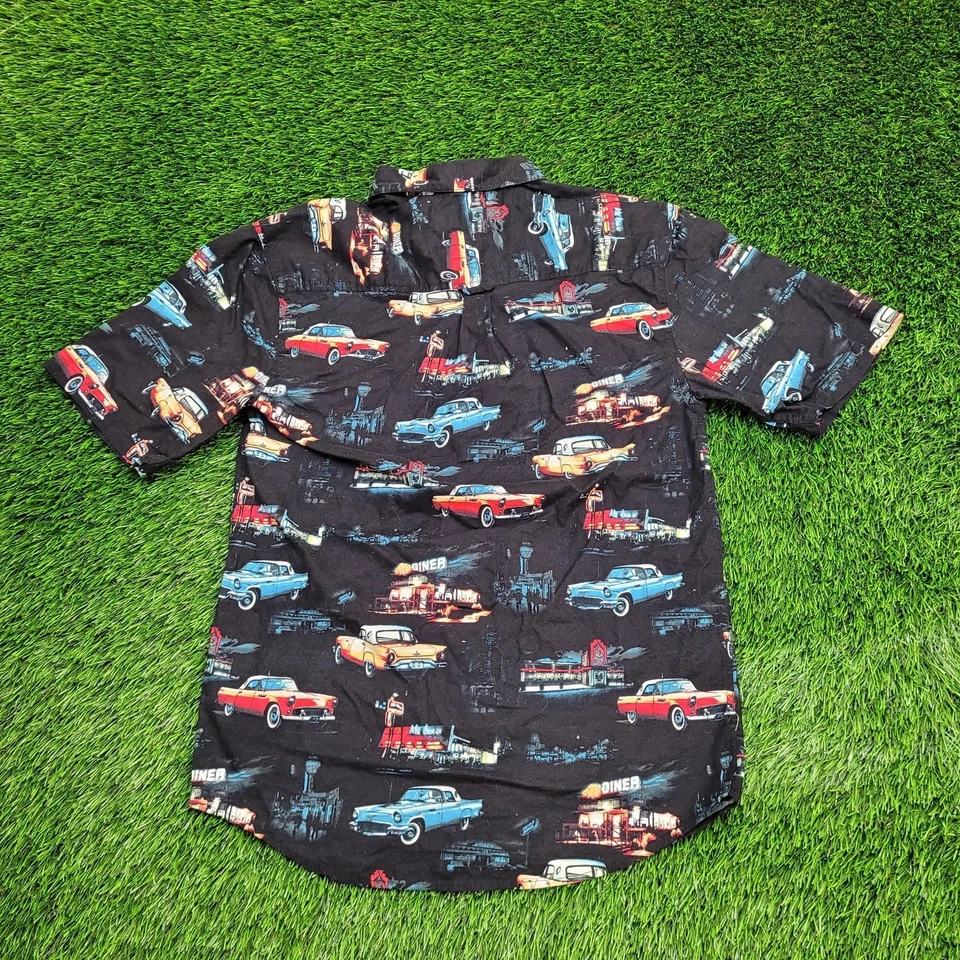 Vintage Joe-Marlin AOP Car Button Shirt Medium 19x28 Black - Image 3 of 4