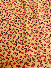 VTG Tiny Ditzy CALICO YELLOW w/ Red Tulip Florals Cottagecore BTFQ