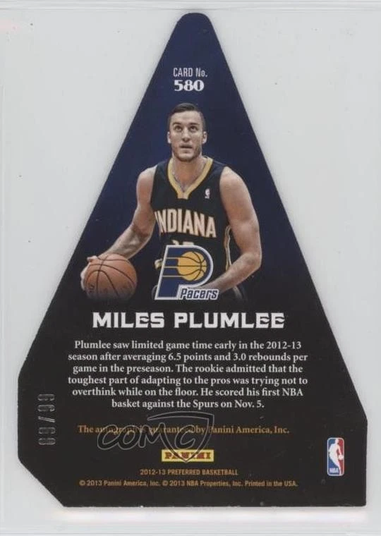 2012-13 Preferred Panini's Choice Award Rookies /99 Miles Plumlee Rookie Auto RC - Image 2 of 2