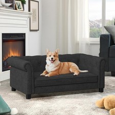 38.9" Dog Sofa Couch for Small and Medium Dogs, Modern Linen Fabric Pet Sofa Bed