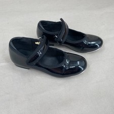 Danskin Girls Youth Tap Dance Shoes Black Patent Leather Size 10 Mary Jane
