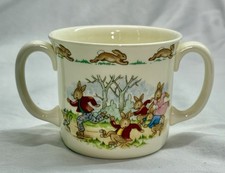 Vintage Royal Doulton Bunnykins Two-Handled Mug Roller Skating Bunnies 1936