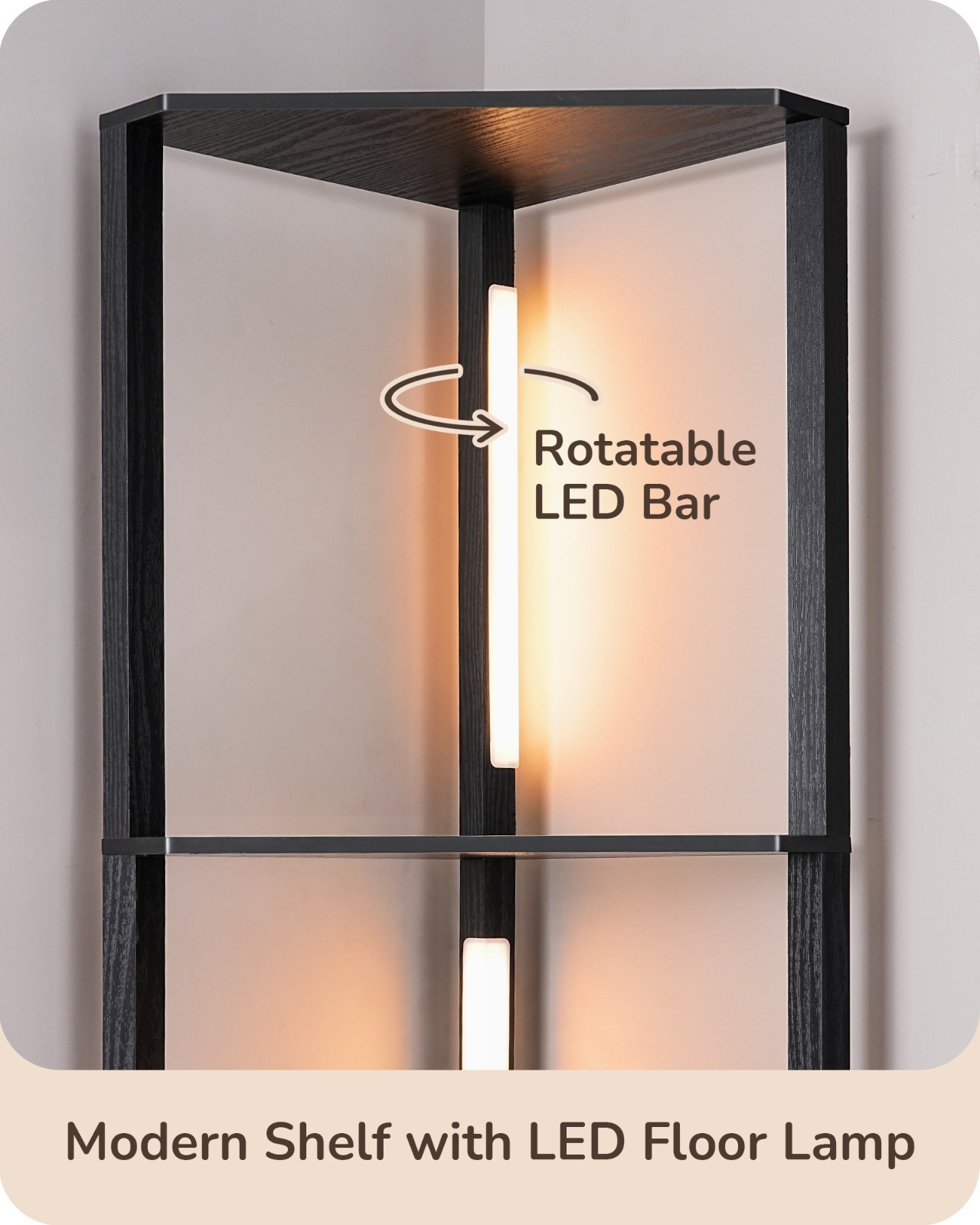 Dewenwils Corner Shelf with LED Light Bookshelf with Open Display LED Lamp