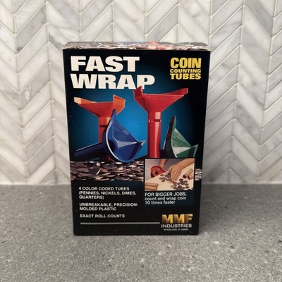 Fast Wrap Coin Counting Tubes Assorted Change Sorter Counter MMF Wrapper 1c-25c