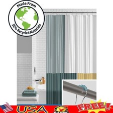 Waterproof Eco-Friendly PEVA Shower Curtain 13-Piece Set W/ Hooks Stripe Pattern