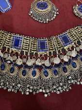 ETHNIC TRIBAL Gand Afghani JEWELRY Necklace Set, Lapis Lazuli Royal Blue