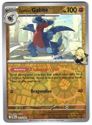 Cynthia's Gabite 103/182 Reverse Holo SV10: Destined Rivals